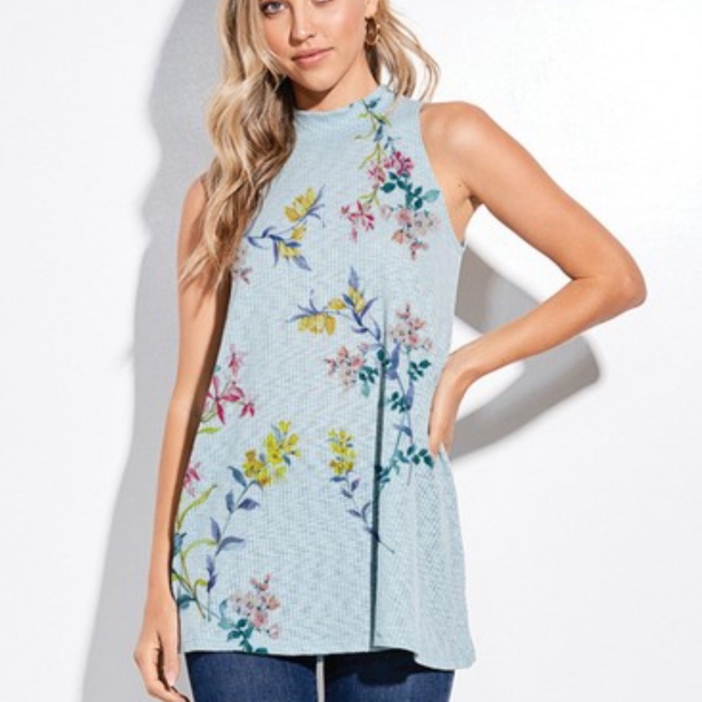 Teal Floral Tank